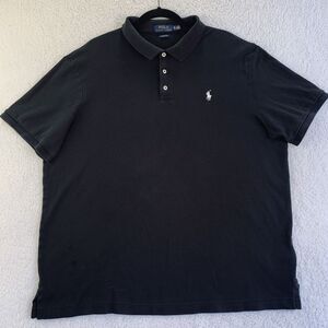 Polo Ralph Lauren Black White Pony Classic Fit Cotton Button POLO SHIRT XL